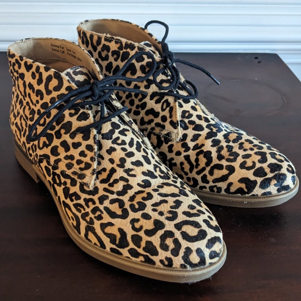 Women’s Hush Puppies Bailey Chukka Boots Leopard Calf Hair Size 10